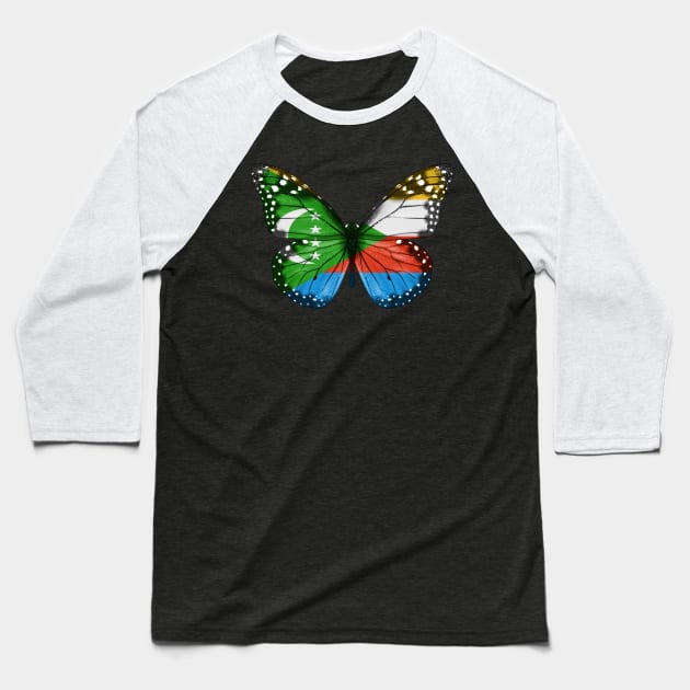 Comoran Flag  Butterfly - Gift for Comoran From Comoros Baseball T-Shirt by Country Flags